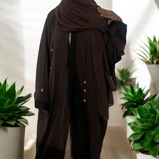 Abaya bouton(Marron)